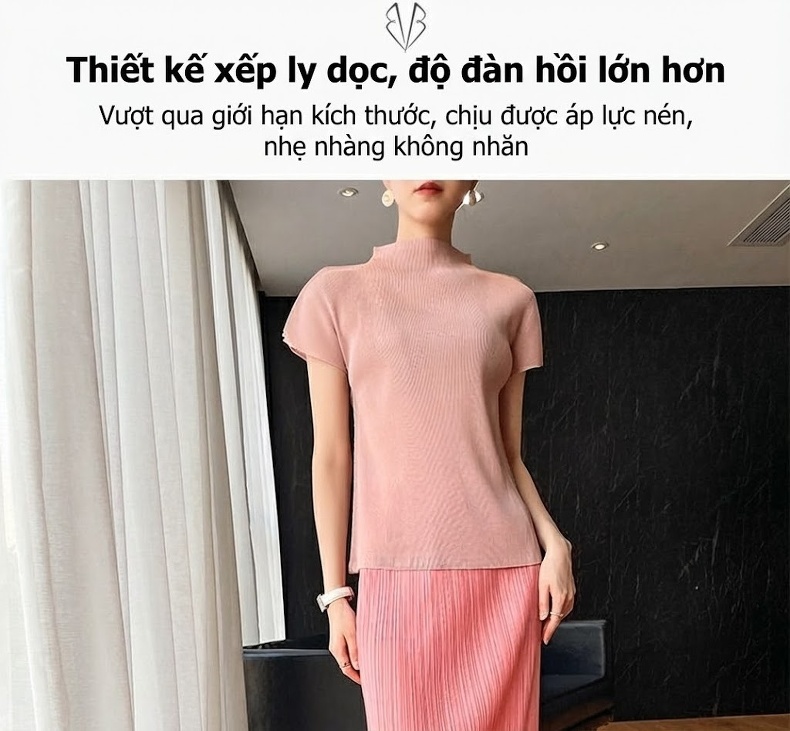 Áo Thun Nữ Dệt Kim Lyly Cổ Lửng Tay Ngắn Phong Cách Châu Âu Màu Xanh Lá Cây, Đen, Hồng, Xám... chi tiết 2