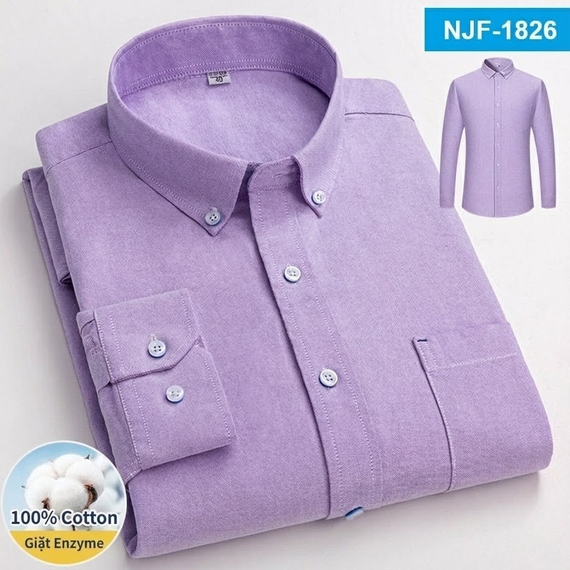 Áo Sơ Mi Tay Dài Cotton Oxford Dáng Rộng Thoải Mái Màu Trắng, Xám, Xanh, Đỏ...