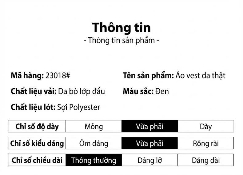 Áo Khoác Da Bò Nam Dáng Vest Tây Khóa Cài Phong Cách Hải Ninh Màu Đen chi tiết 4