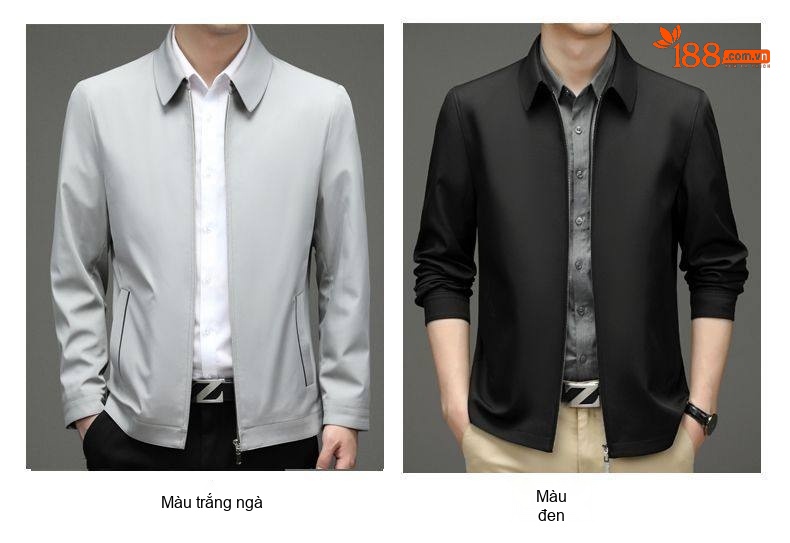 Áo Khoác Nam Cổ Bẻ Khóa Kéo Phong Cách Doanh Nhân Trung Niên Màu Xanh Navy, Be, Xanh Dương, Xám, Đen chi tiết 9