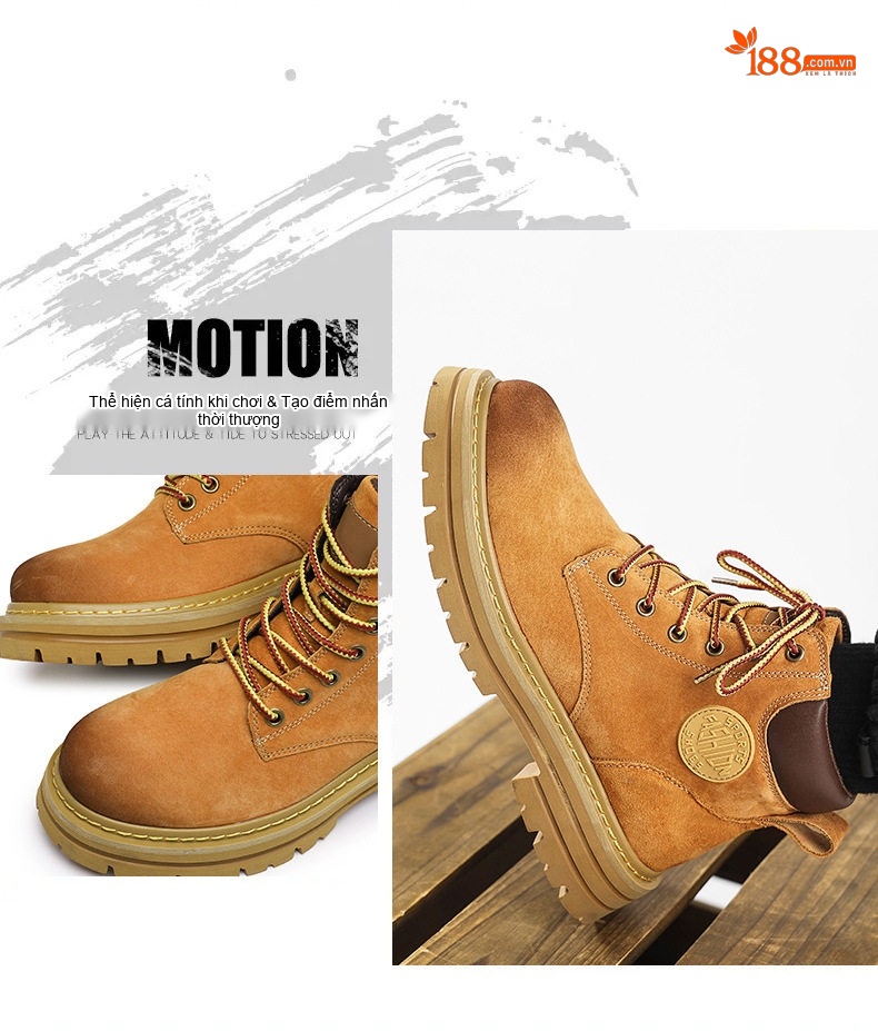 Giày Boot Cổ Cao Da Mờ Đế Dày Màu Vàng Bò Gót 5 cm chi tiết 5