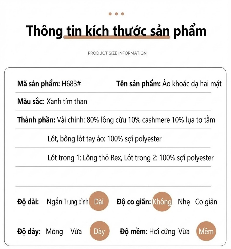 Áo Khoác Nam Dáng Dài Lót Lông Thỏ Tháo Rời Pha Lông Dê, Lụa Tằm, Len Lông Cừu Màu Xanh Đen chi tiết 16