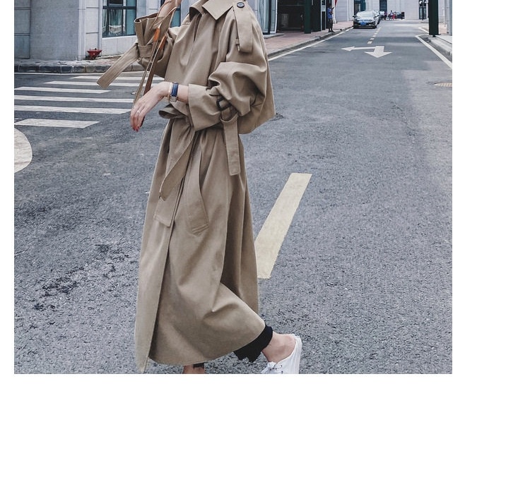 Áo Khoác Trench Coat Nữ Dáng Dài Phong Cách Hàn Quốc Màu Be chi tiết 24