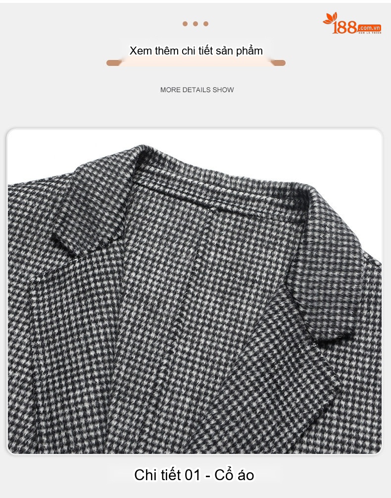 Áo Vest Nam Hai Mặt Dáng Ôm Họa Tiết Kẻ Houndstooth Lông Cừu Màu Nâu, Xám, Xanh Navy, Xám Đậm... chi tiết 23
