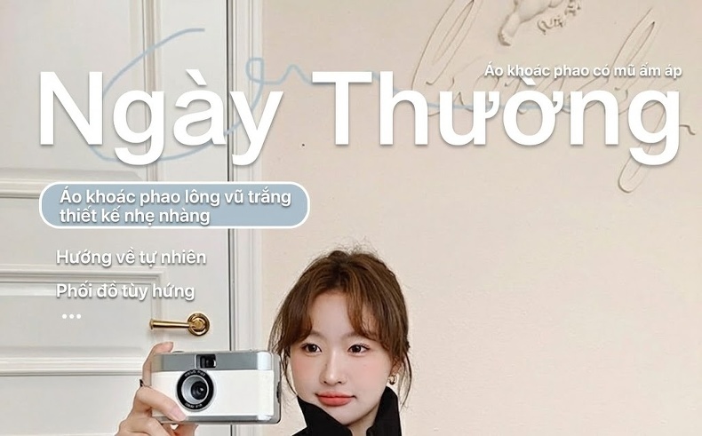 Áo Khoác Phao Nữ Dáng Dài Vừa Phong Cách Hàn Quốc Màu Xanh, Xám chi tiết 1