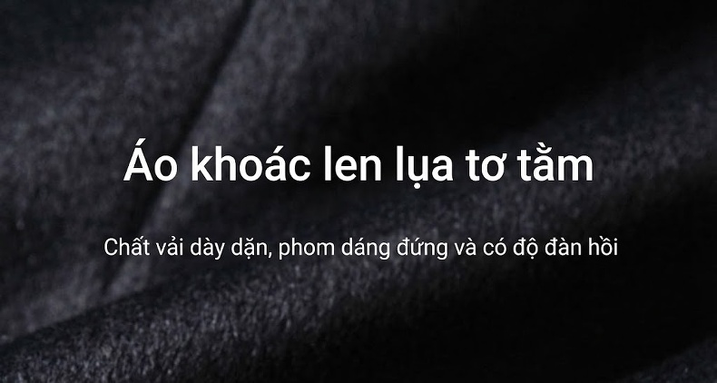 Áo Khoác Dạ Nam Dáng Dài Cổ Bẻ Chất Liệu Lông Dê Màu Đen chi tiết 1