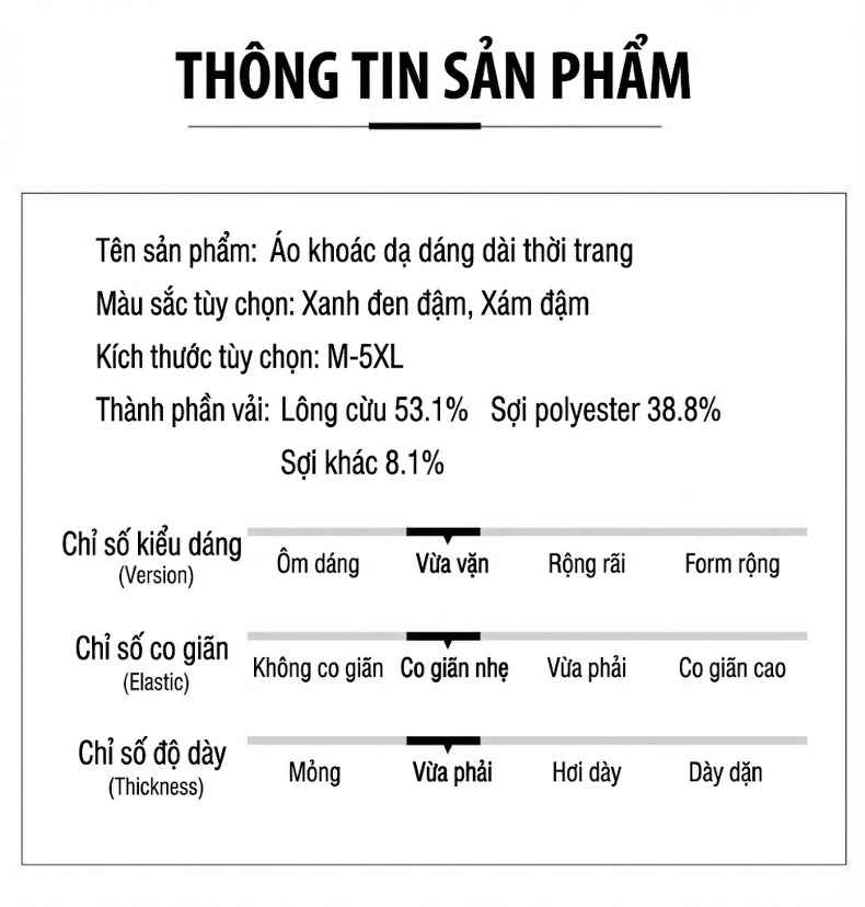 Áo Khoác Dạ Nam Trung Dài Woolen Phong Cách Business Casual Màu Xám Đậm chi tiết 7