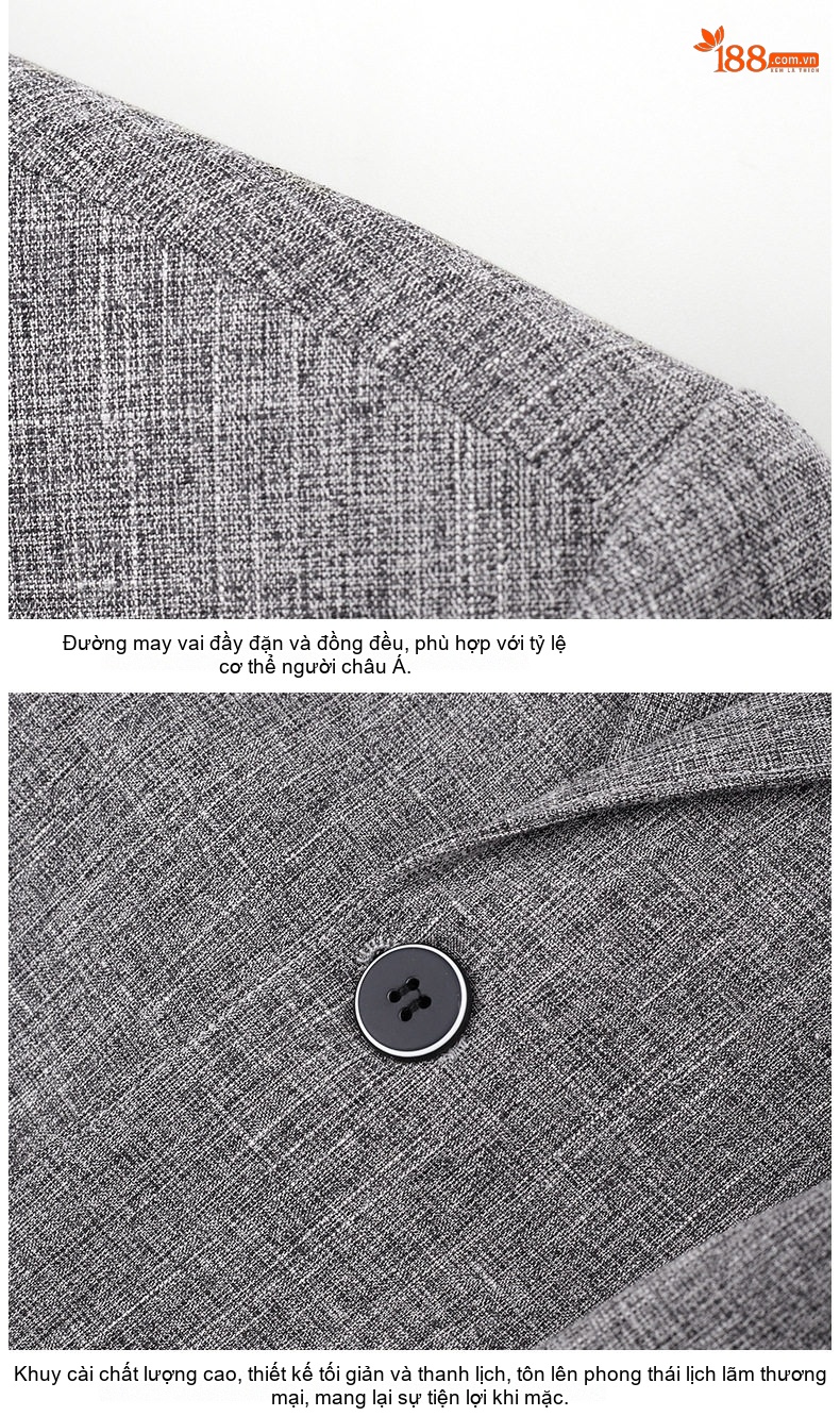Áo Vest Nam Cotton Linen Mỏng Dáng Ôm Màu Xám chi tiết 19