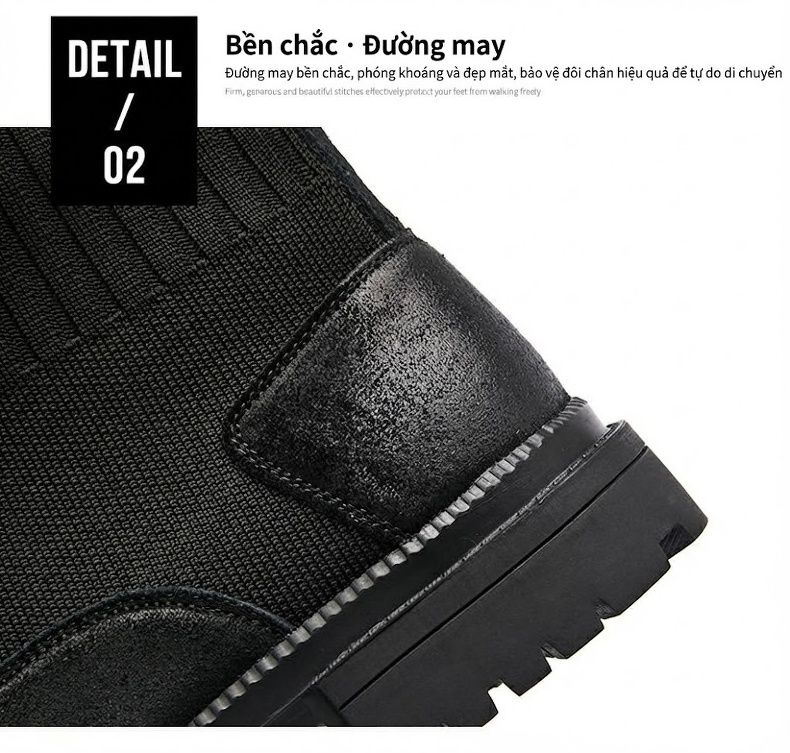 Giày Boot Martin Nam Cổ Cao Phong Cách Anh Quốc Đế Dày chi tiết 5