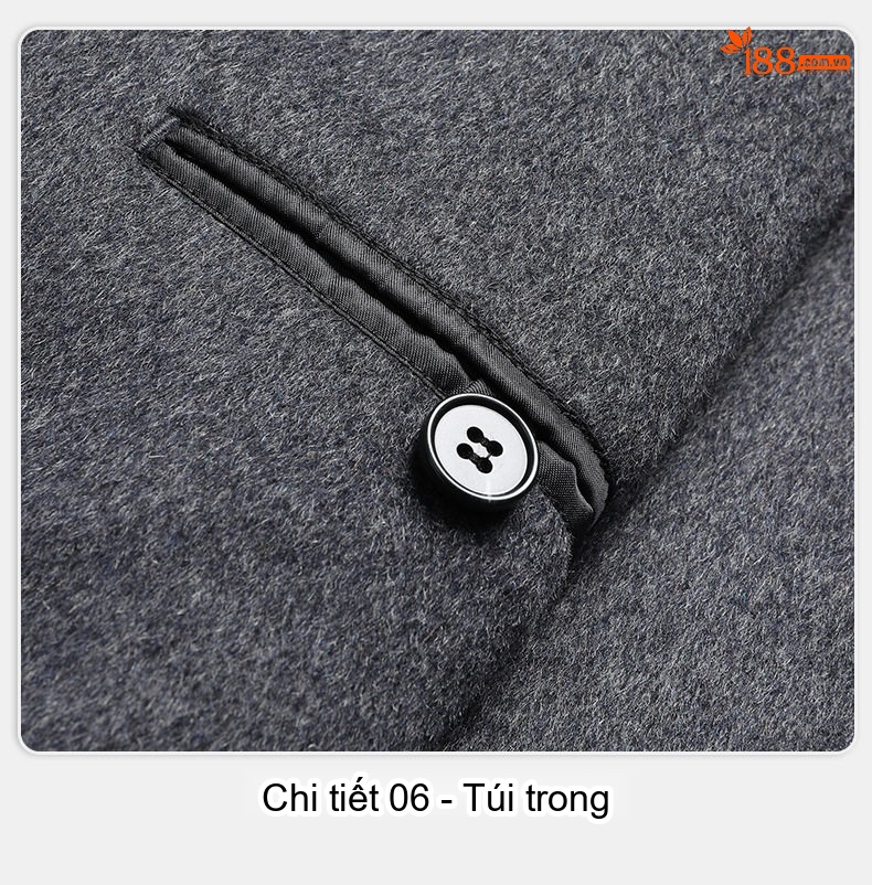 Áo Khoác Nam Dáng Dài Hai Mặt Cổ Bẻ Chất Liệu Lông Cừu Màu Đen, Xám chi tiết 25