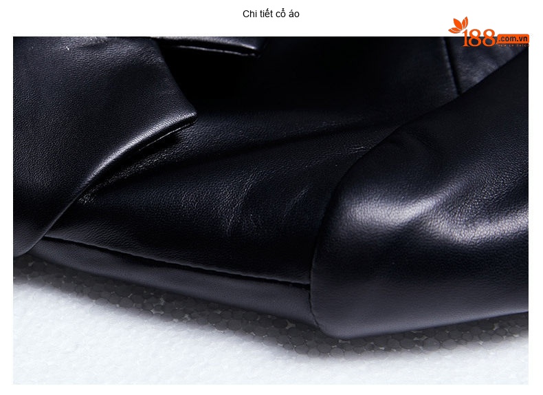 Áo Khoác Blazer Nữ Da Cừu Thật Dáng Motor Tiểu Tây Trang Màu Đen chi tiết 15