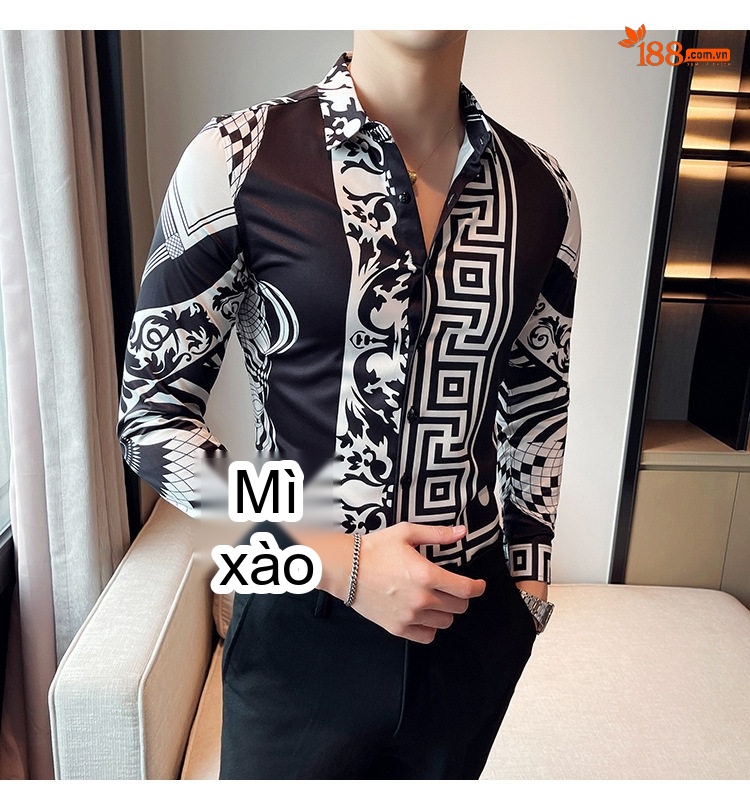 Áo Sơ Mi Tay Dài Nam In Họa Tiết Phong Cách Châu Âu chi tiết 25