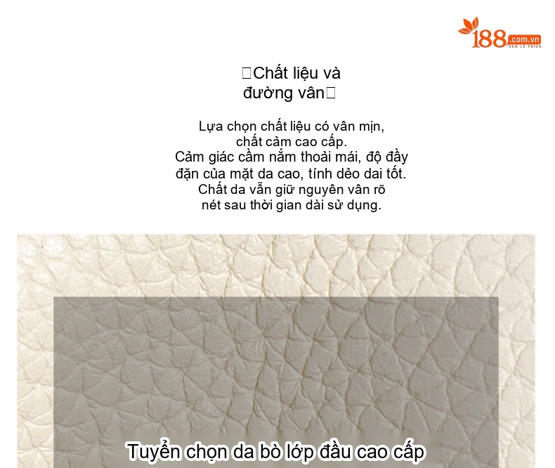 Túi Đeo Vai/Đeo Chéo Nữ Da Bò Thiết Kế Tối Giản Màu Trắng Kem, Đen, Nâu, Xanh chi tiết 10