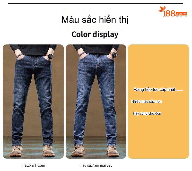 Quần Jean Nam Ống Đứng Co Giãn Mềm Mại Lót Lông Cừu Dày Dặn Màu Đen, Xanh chi tiết 23