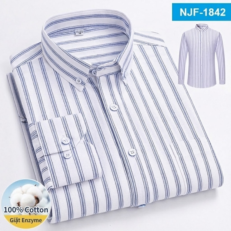 Áo Sơ Mi Tay Dài Cotton Oxford Dáng Rộng Thoải Mái Màu Trắng, Xám, Xanh, Đỏ...