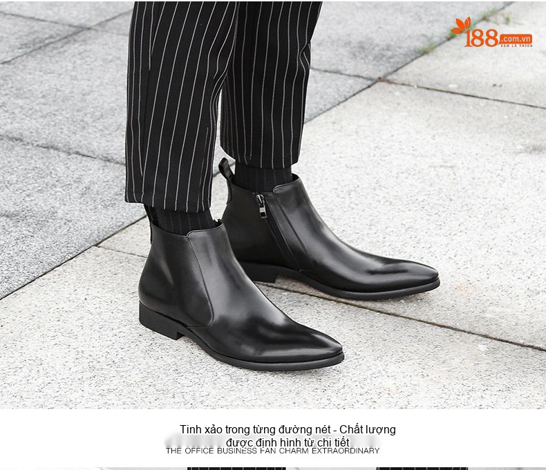 Boot Da Nam Cổ Cao Phong Cách Anh Quốc Chiều Cao Đế Khoảng 3cm Màu Đen, Nâu chi tiết 1