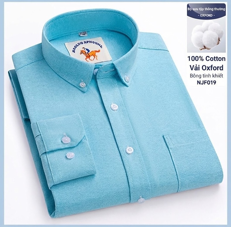 Áo Sơ Mi Nam Tay Dài Oxford Cotton Thoáng Khí Họa Tiết Kẻ Sọc Lớn Màu Xanh Dương, Đen, Trắng, Xám... chi tiết 42