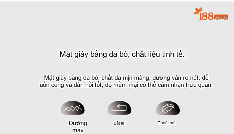 Giày Tây Buộc Dây Nam Da Bóng Chiều Cao Đế Khoảng 4cm Màu Đen, Nâu chi tiết 8