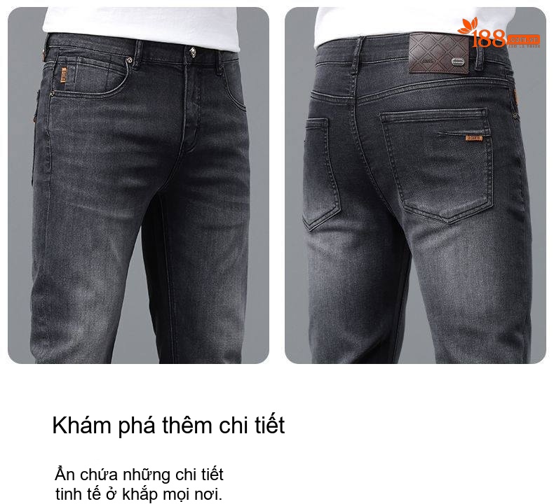 Quần Jeans Nam Ống Đứng Co Giãn Thoải Mái Màu Đen, Xám chi tiết 4