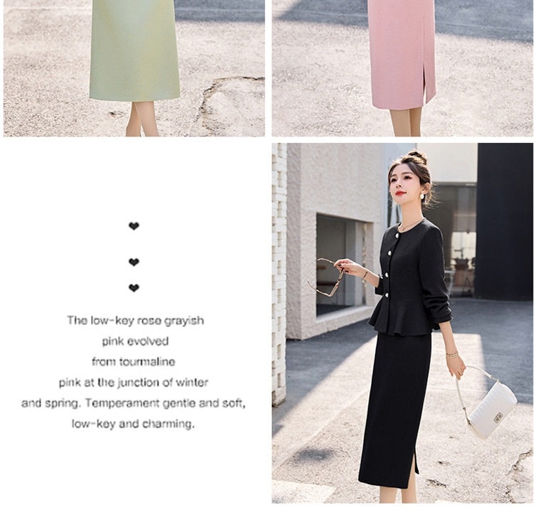 Set Áo Blazer và Chân Váy Công Sở Thanh Lịch Màu Trắng, Xanh, Hồng, Đen chi tiết 5