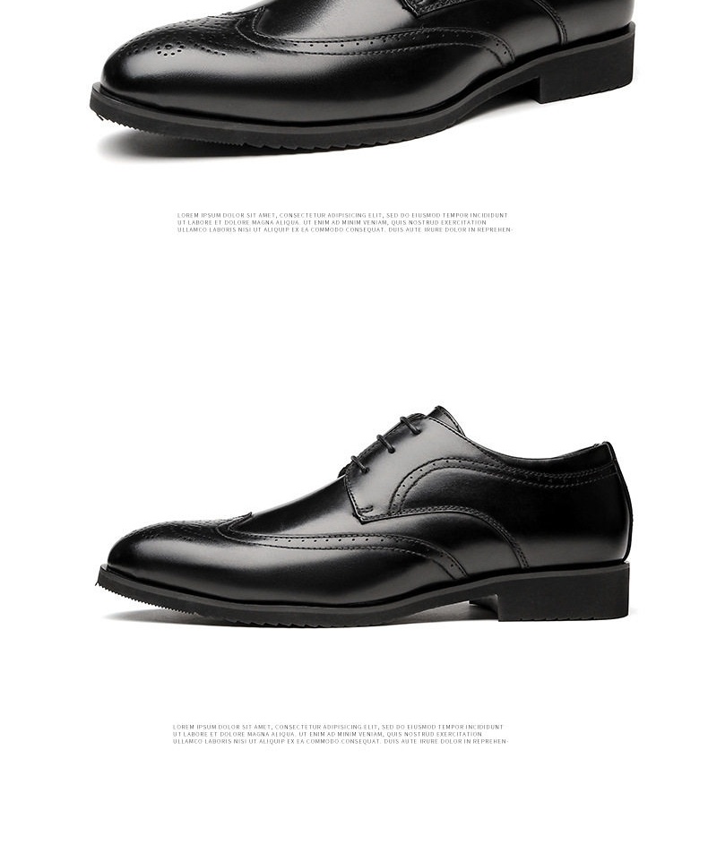 Giày Tây Buộc Dây Nam Da Bóng Brogue Chiều Cao Đế Khoảng 3cm Màu Đen, Nâu chi tiết 17