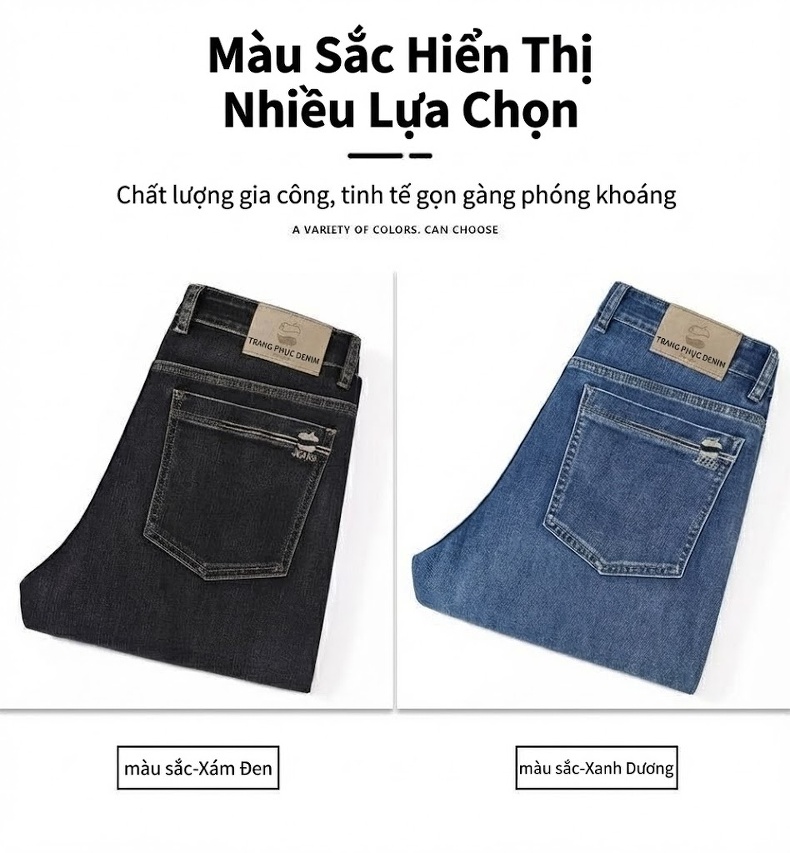 Quần Dài Nam Ống Đứng Lưng Cao Co Giãn Thoải Mái Kiểu Trung Niên Màu Xám Đen, Xanh Dương chi tiết 5