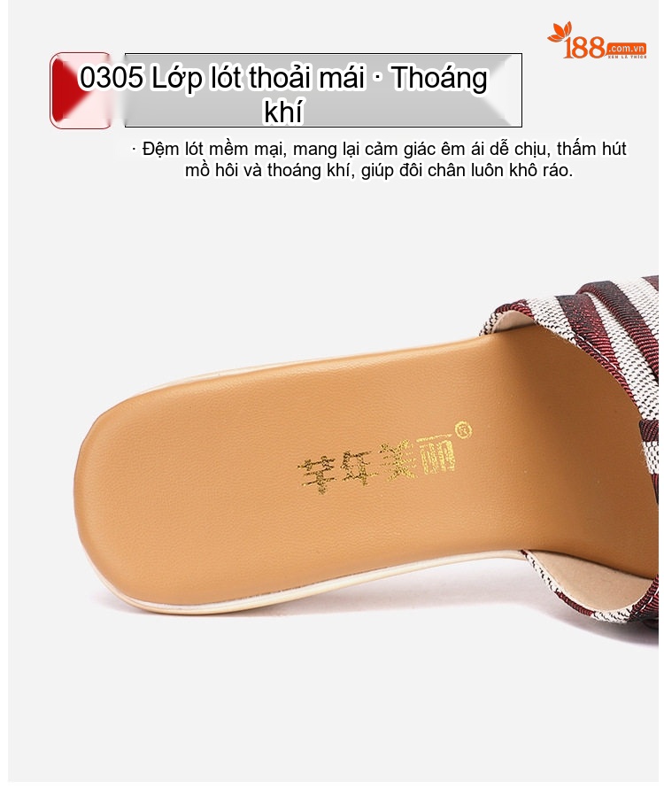 Dép Sục Nữ Quai Ngang Đế Xuồng Chiều Cao Đế Khoảng 8cm Màu Kem Sọc Đỏ, Đen Sọc Trắng chi tiết 7