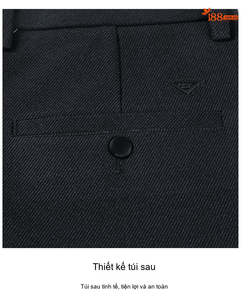 Quần Âu Nam Wool Dáng Suông Chống Nhăn Không Cần Là Màu Đen, Xanh Navy chi tiết 21