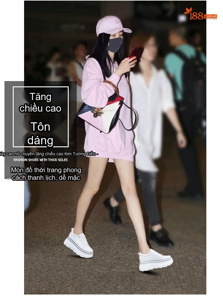 Giày Sneaker Nữ Da Bóng Đế Xuồng Chiều Cao Đế Khoảng 5cm Màu Trắng chi tiết 1
