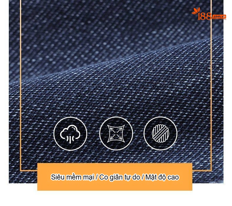 Quần Jean Nam Dáng Ôm Vừa Co Giãn Phong Cách Hàn Quốc Màu Xanh Đậm chi tiết 9