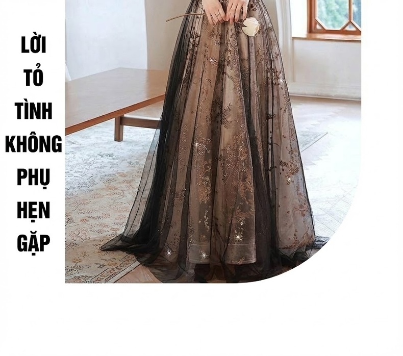 Váy Dạ Hội Nữ Kiểu Công Chúa Bồng Bềnh Sang Trọng Màu Đen chi tiết 5