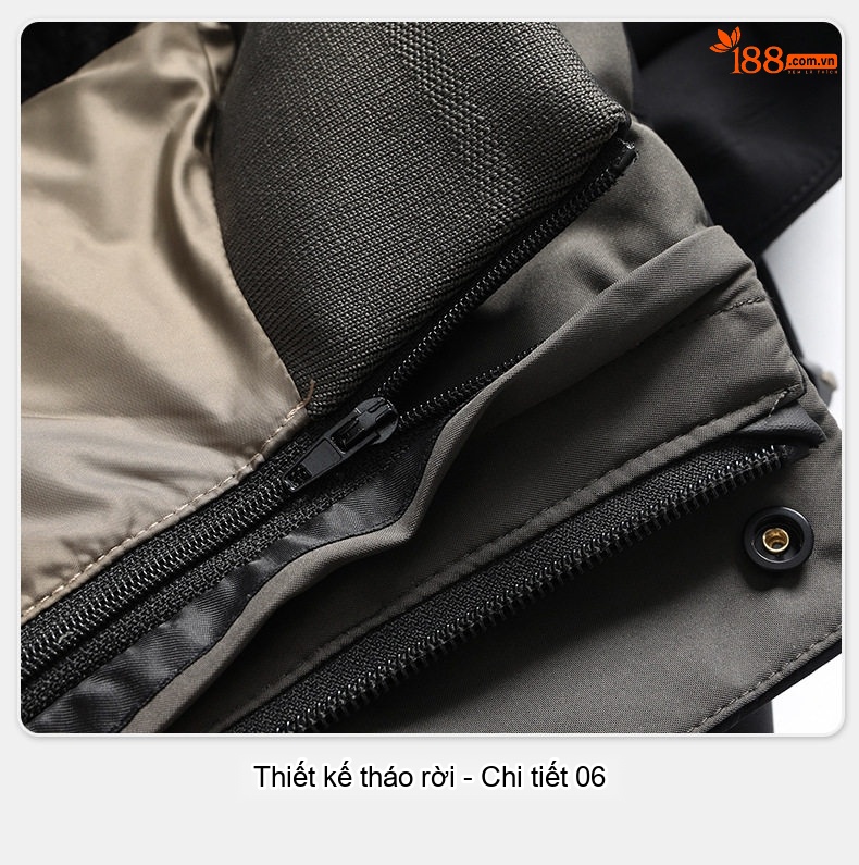 Áo Khoác Phao Nam 3in1 Lót Lông Vũ Trắng Dày Dặn Có Mũ Trùm Đầu Màu Xanh Navy, Đen, Xám chi tiết 28