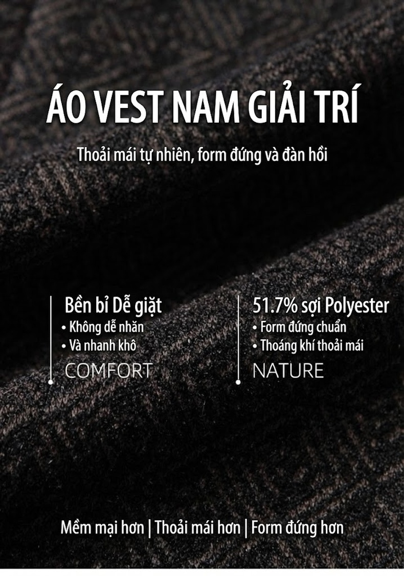 Áo Vest Nam Lông Cừu Dáng Ôm Cổ Khăn Màu Xám Đen chi tiết 1