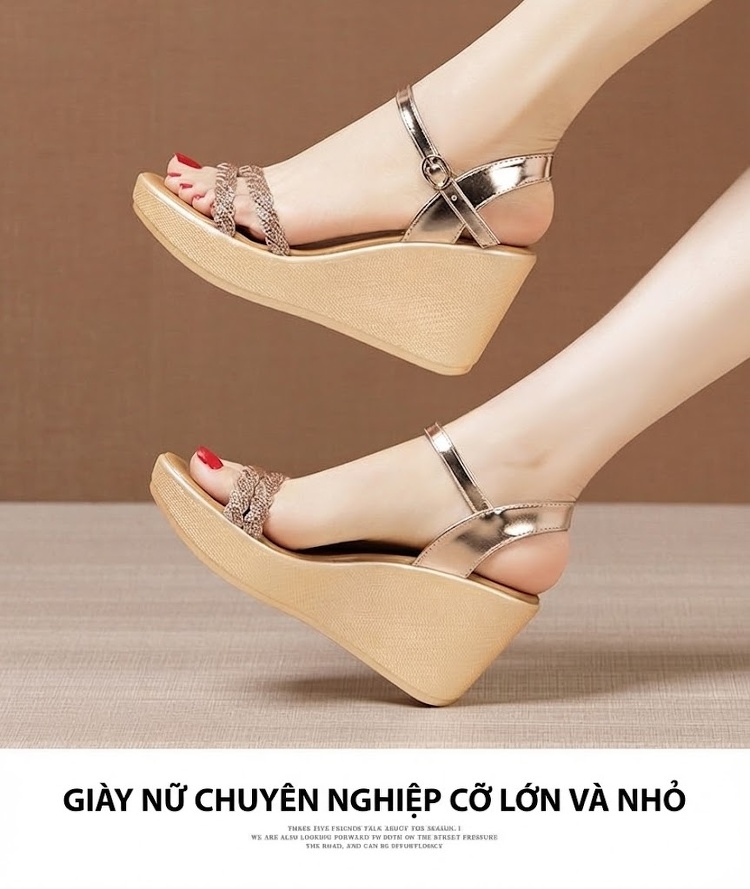 Dép Sandal Nữ Đế Xuồng Quai Hậu Đính Đá Đế Cao 5cm - 6cm Màu Vàng, Đen, Bạc chi tiết 12