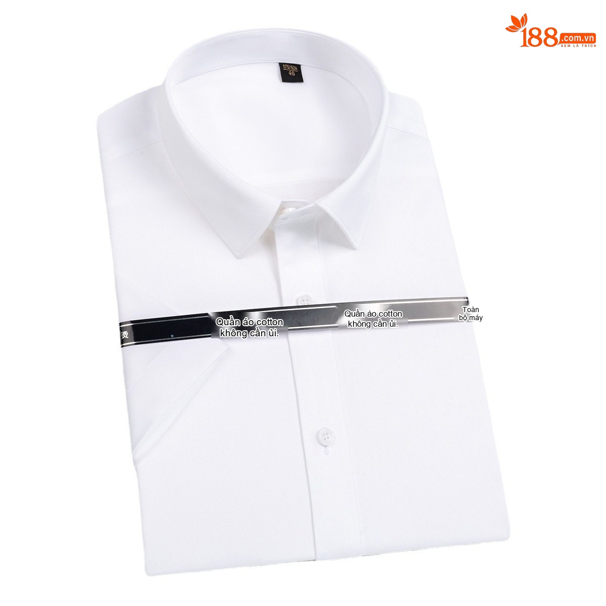Áo Sơ Mi Nam Tay Ngắn Cotton Dáng Ôm Chống Nhăn Màu Xanh, Trắng