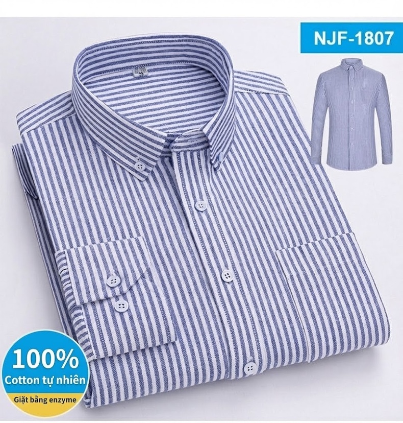 Áo Sơ Mi Tay Dài Cotton Oxford Dáng Rộng Thoải Mái Màu Trắng, Xám, Xanh, Đỏ... chi tiết 19