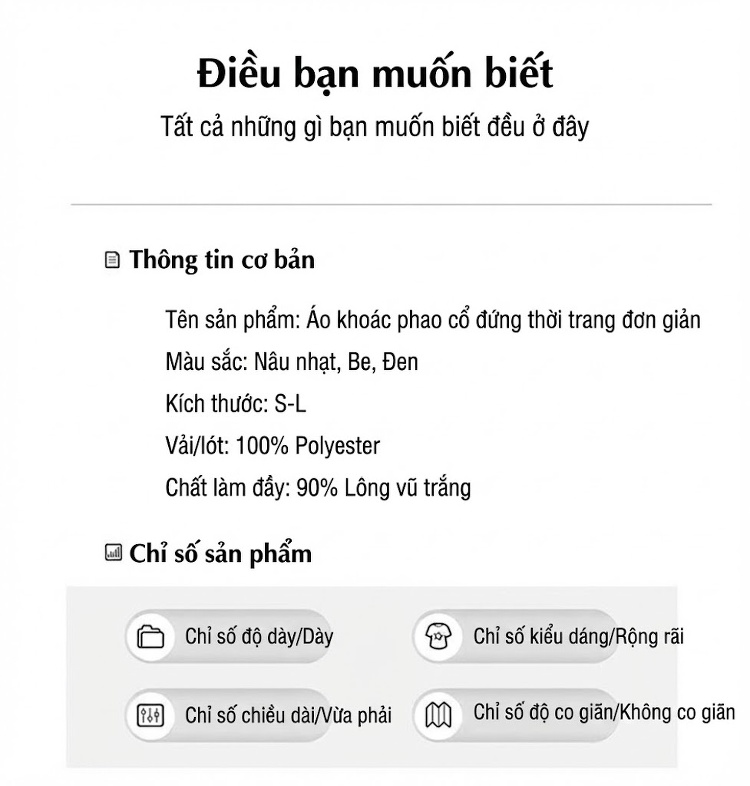 Áo Khoác Phao Nữ Cổ Trụ Tay Bo Chun Cúc Bấm Phong Cách Cổ Điển Lót Lông Vịt Trắng 90 Màu Nâu, Trắng, Đen chi tiết 18