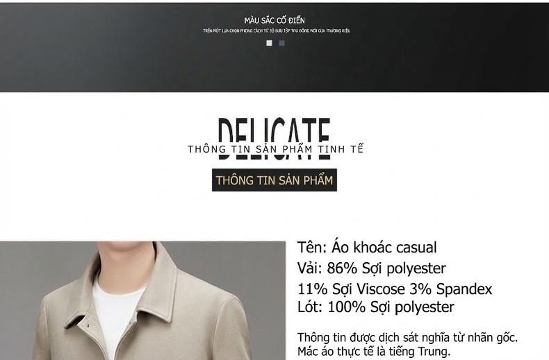 Áo Khoác Jacket Nam Cổ Bẻ Dáng Ôm Vừa Phong Cách Doanh Nhân Màu Đen, Nâu, Be chi tiết 3