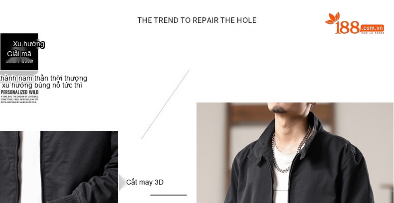 Áo Khoác Bomber Nam Mỹ Cổ Điển Phong Cách Tối Giản Màu Xanh Rêu, Đen, Nâu chi tiết 2