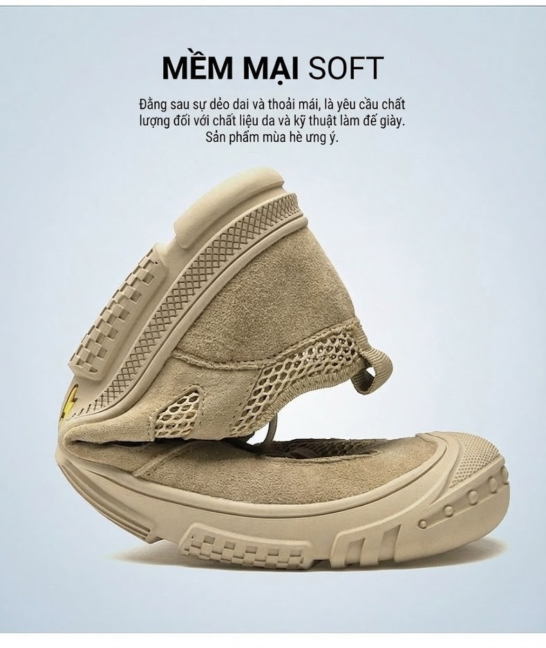 Giày lội nước nam vải lưới thoáng khí nhanh khô chống trượt đi câu cá đi biển đế cao 3 cm chi tiết 8