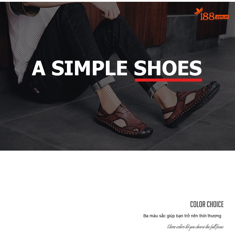 Dép Sandal Nam Da Bóng Mềm Mại Thoáng Khí Chống Trượt Đế Cao 2cm chi tiết 3