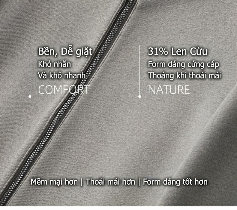 Áo Khoác Nam Dệt Kim Cổ Trụ Khóa Kéo Chất Lượng Cao Màu Xám, Nâu chi tiết 2