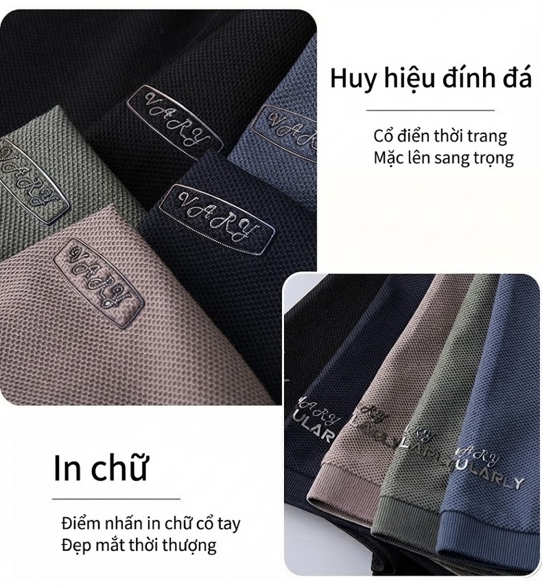 Áo Polo Nam Cotton Tay Ngắn Cổ Bẻ Form Rộng Màu Đen, Xám, Nâu, Xanh Navy chi tiết 10