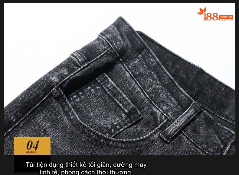 Quần Jean Nam Ống Đứng Lyocell Dáng Ôm Vừa Vặn Màu Xanh Dương chi tiết 36