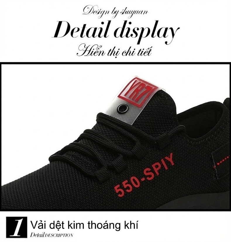 Giày Thể Thao Nữ Vải Lưới Thoáng Khí Chiều Cao Đế Khoảng 3cm Màu Trắng, Đen, Tím chi tiết 17