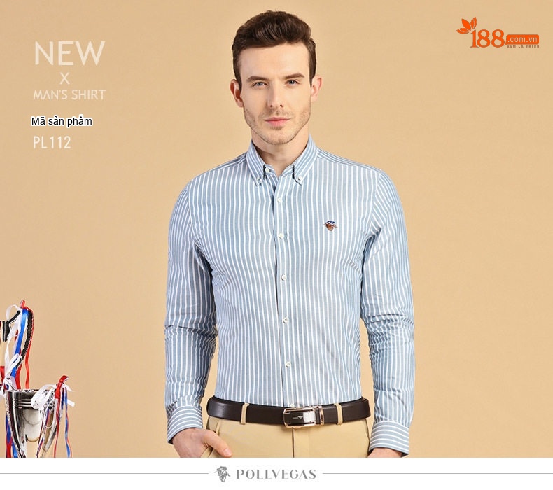 Áo Sơ Mi Nam Tay Dài Cotton Oxford Sọc Dáng Ôm Vừa Vặn Màu Xanh Dương, Trắng, Vàng, Hồng... chi tiết 11