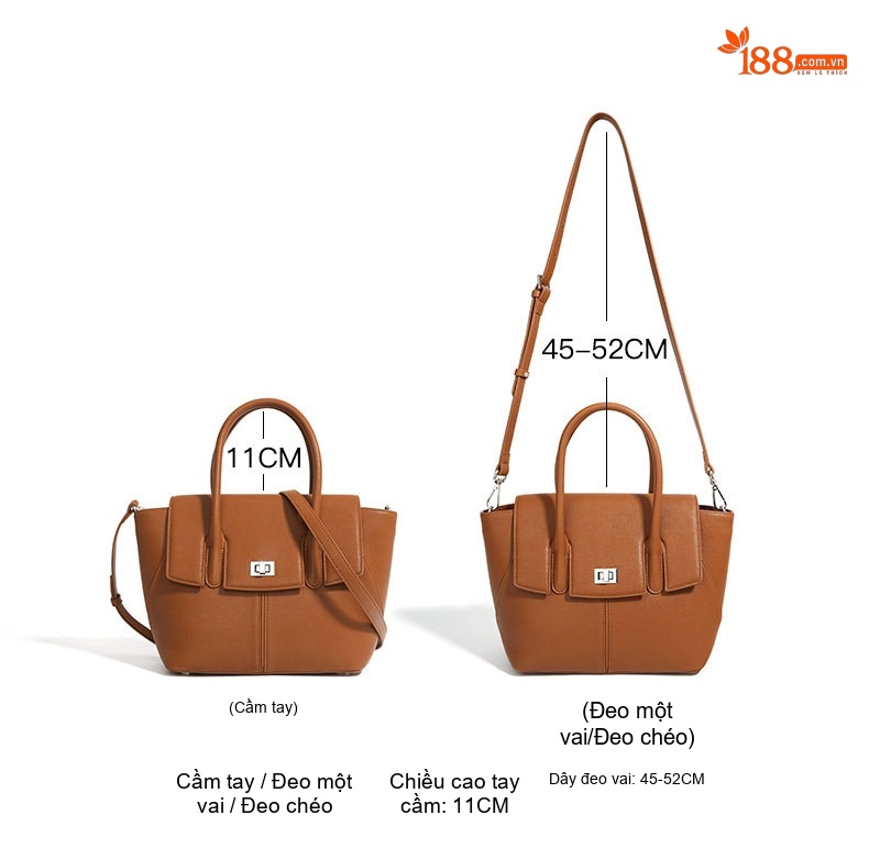 Túi Tote Nữ Da Thật Công Sở Đựng Tài Liệu Sức Chứa Lớn Màu Nâu chi tiết 12