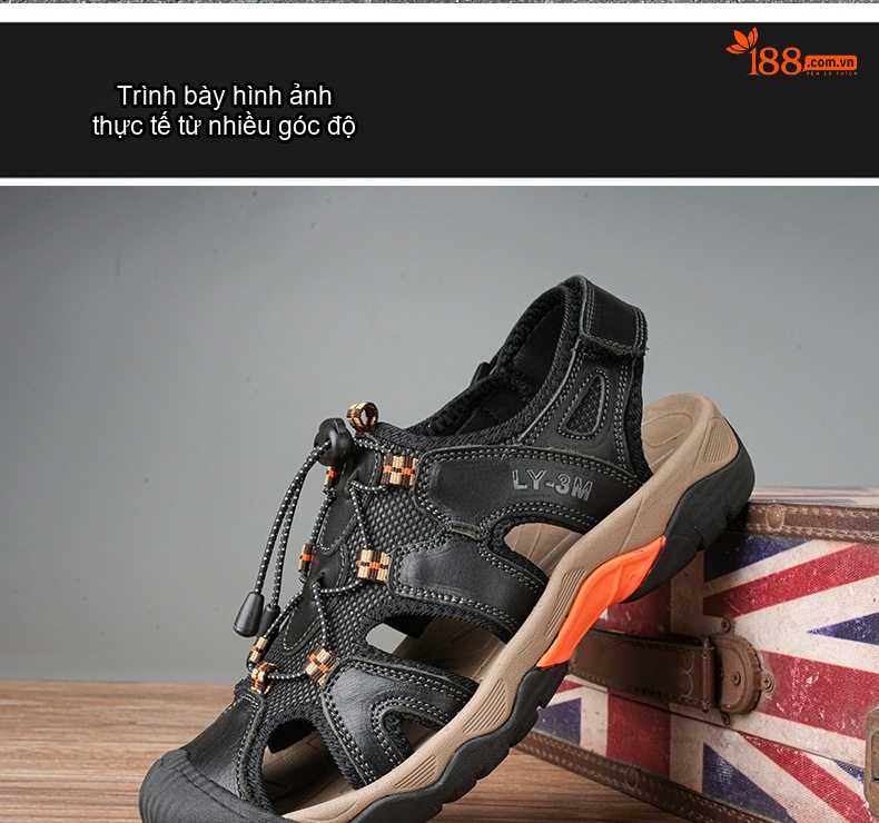 Sandal Da Bò Nam Quai Hậu Outdoor Đế Cao 3cm chi tiết 20