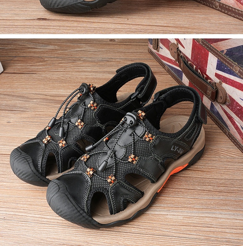 Sandal Da Bò Nam Quai Hậu Outdoor Đế Cao 3cm chi tiết 21