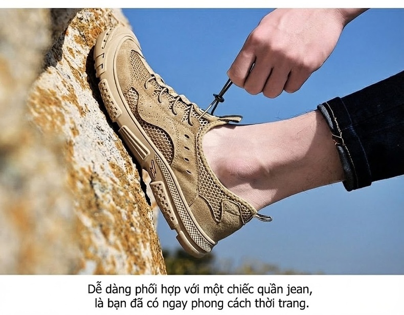 Sandal Nam Dây Rút Thể Thao Outdoor Thoáng Khí, Chống Nước, Nhanh Khô, Chống Mài Mòn, Chiều Cao Đế Khoảng 3cm Màu Be, Xám chi tiết 21